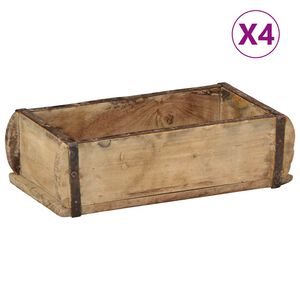 vidaXL Tarjotin s&auml;ilytystilassa 4 pcs Ruskea 30 x 15 x 9 cm