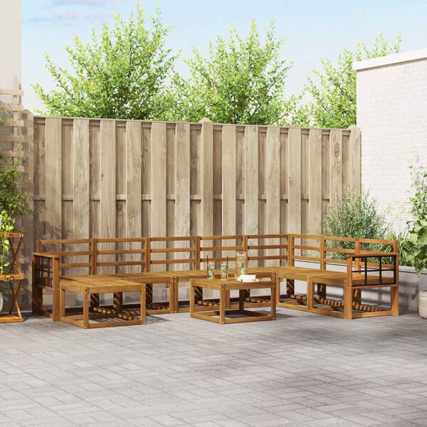 vidaXL Ulkosohvakokoelma 9 pcs Luonnollinen Tihe&auml; akasiapuu