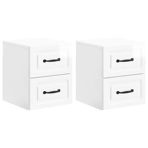 vidaXL Sein&auml;lle Kiinnitett&auml;v&auml; Y&ouml;p&ouml;yt&auml; 2 pcs Korkeakiiltoinen valkoinen