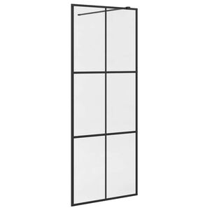 vidaXL Walk-in suihkun sein&auml;ke kirkas ESG-lasi 80x195 cm musta