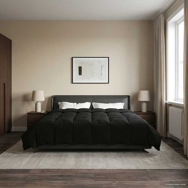 vidaXL Talvityyny Quiltottu Musta 200 x 200 cm Mikrokuitu