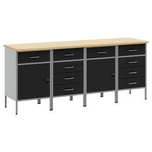 vidaXL Ty&ouml;p&ouml;yt&auml;kaappi lukkoon 4 kpl Mustat ja harmaa 200 x 55 x 85 cm