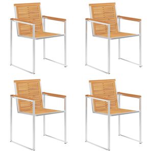 vidaXL Puutarhatuolit 4 kpl t&auml;ysi tiikki ja ruostumaton ter&auml;s