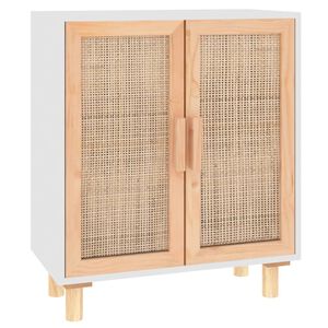 vidaXL Senkki valkoinen 60x30x70 cm t&auml;ysi m&auml;nty ja luonnonrottinki