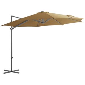 vidaXL Aurinkovarjo cantilever ter&auml;stolpalla 300 cm taupe