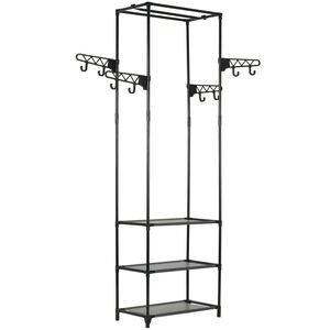 vidaXL Vaatenaulakko ter&auml;s ja kuitukangas 55x28,5x175 cm musta