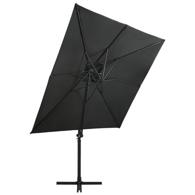 vidaXL Riippuva aurinkovarjo tuplakatolla 250x250 cm antrasiitti
