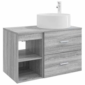 vidaXL Kylpyhuonekalustesetti 2 pcs Harmaa Sonoma Tekninen puu