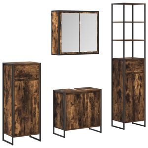 vidaXL Kylpyhuonekalustesetti laatikon kanssa Savup&auml;hkin&auml; Tekninen puu