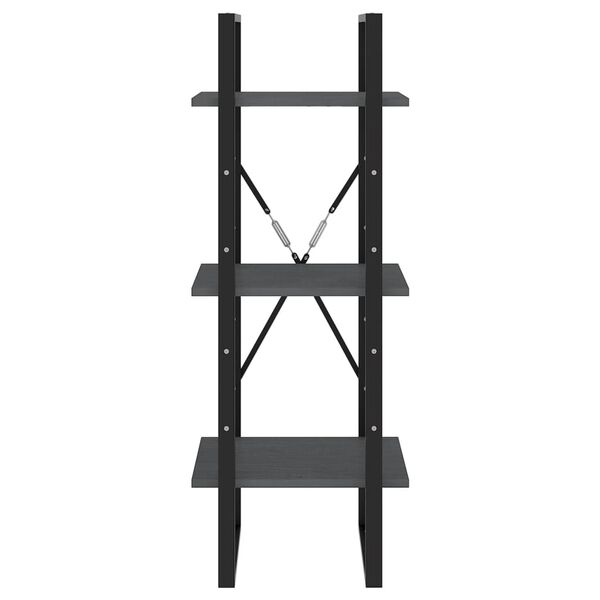 vidaXL 3-tasoinen kirjahylly harmaa 40x30x105 cm täysi mänty