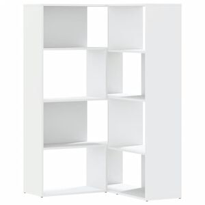 vidaXL Kulmakirjahylly 4 tasoa valkoinen 85x85x140 cm tekninen puu