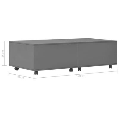 vidaXL Sohvapöytä korkeakiilto harmaa 120x60x35 cm