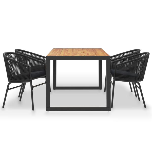 vidaXL 5-osainen Ulkoruokailuryhm&auml; t&auml;ysi akasiapuu ja PVC rottinki