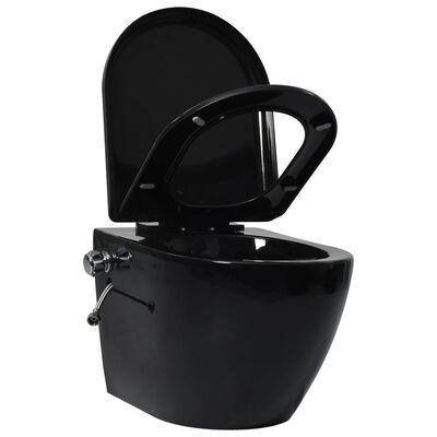 vidaXL WC-istuin suorahuuhtelulla piilotettu säiliö musta keramiikka