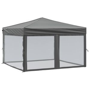 vidaXL Kokoontaittuva juhlateltta sivuseinill&auml; antrasiitti 3x3 m