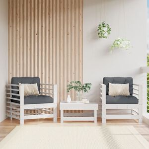 vidaXL Puutarhatuolit tyynyill&auml; 2 kpl valkoinen t&auml;ysi m&auml;nty