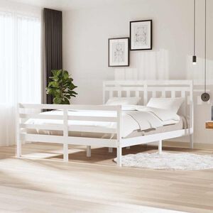 vidaXL S&auml;ngynrunko valkoinen 150x200 cm King Size t&auml;ysi puu