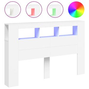 vidaXL S&auml;ngynp&auml;&auml;ty LED-valoilla valk. 160x18,5x103,5 cm tekninen puu