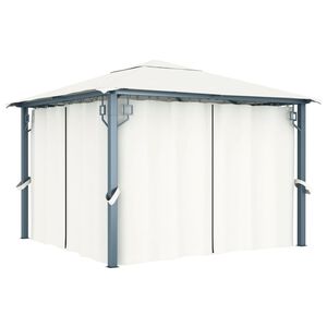 vidaXL Huvimaja verhoilla 300 x 300 cm kerma alumiini