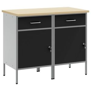 vidaXL Ty&ouml;p&ouml;yt&auml;kaappi lukkoon 2 pcs Mustat ja harmaa 100 x 55 x 85 cm