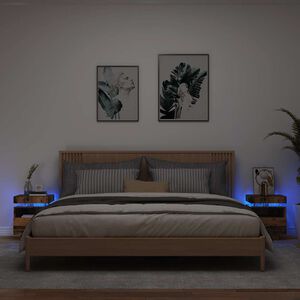vidaXL Y&ouml;p&ouml;yt&auml; LED-valoilla 2 kpl vanha puu 40x39x48,5 cm