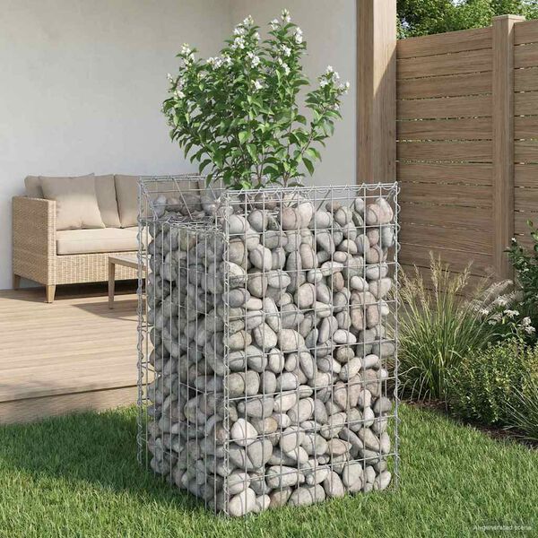 vidaXL Gabion Kohotettu Peti Hopea 50 x 50 x 80 cm Galvanoitu ter&auml;s