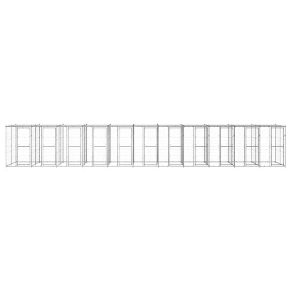 vidaXL Koiran ulkoh&auml;kki katolla galvanoitu ter&auml;s 26,62 m&sup2;