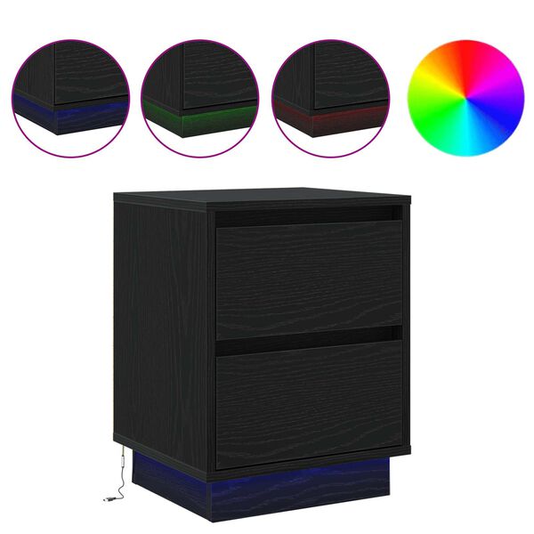 vidaXL Yöpöytäkaappi Musta tammi. 39 x 34,5 x 50 cm Tekninen puu