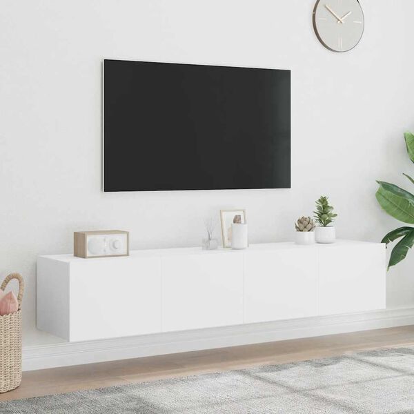 vidaXL TV-sein&auml;kaapit LED-valoilla 2 kpl valkoinen 80x35x31 cm