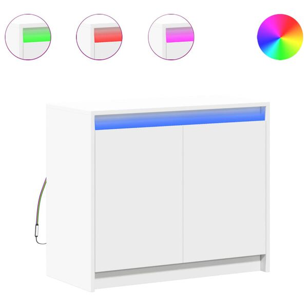 vidaXL Senkki LED-valoilla valkoinen 72x34x61 cm tekninen puu