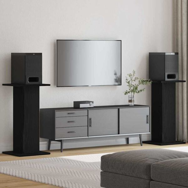 vidaXL Kaiutintelineet 2 pcs Musta tammi. 30 x 30 x 60 cm Tekninen puu