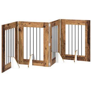 vidaXL K&auml;yt&auml;nn&ouml;llinen koiraportti jalustoilla 4 kpl Vanha puu 241 cm
