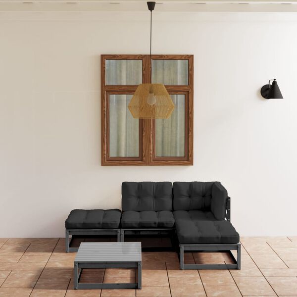 vidaXL 5-osainen Puutarhasohvasarja tyynyill&auml; t&auml;ysi m&auml;nty