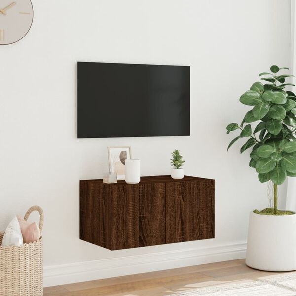 vidaXL TV-sein&auml;kaappi LED-valoilla ruskea tammi 60x35x31 cm