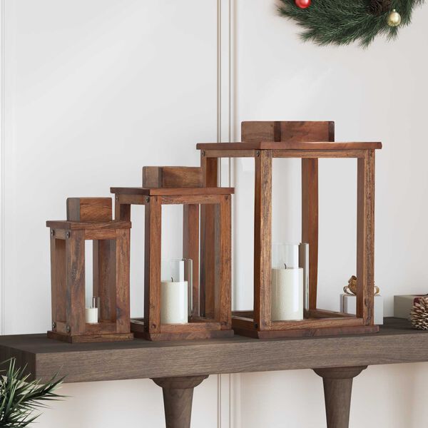 vidaXL Lyhty 3 pcs Luonnollinen Mahogany-puu