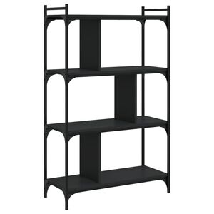vidaXL Kirjahylly 4 kerrosta musta 76x32x123 cm tekninen puu