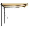 vidaXL Sis&auml;&auml;nkelattava markiisi LED/tuulisensori 4x3,5m keltavalkoinen