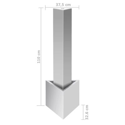 vidaXL Puutarhan suihkulähde hopea 37,7x32,6x110 cm ruostumaton teräs