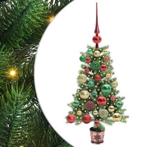vidaXL Joulukuusi 150 LED-valoilla jalustalla Vihre&auml; 65 cm PE