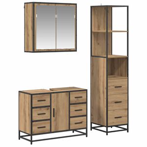 vidaXL Kylpyhuonekalustesetti ovella 3 pcs Artisan tammi Tekninen puu