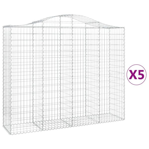 vidaXL Kaarevat kivikorit 5 kpl 200x50x160/180 cm galvanoitu rauta