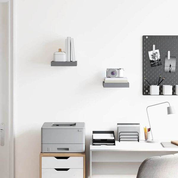vidaXL Kelluvat seinähyllyt 2kpl korkeakiilto harmaa 23x23,5x3,8cm MDF