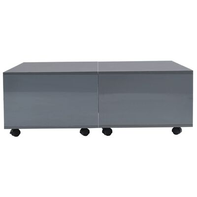 vidaXL Sohvapöytä korkeakiilto harmaa 100x100x35 cm