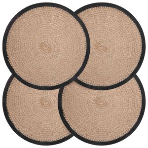 vidaXL Juutti Lautaset 4 kpl Luonnollinen ja musta 100 % Tossa Juutti