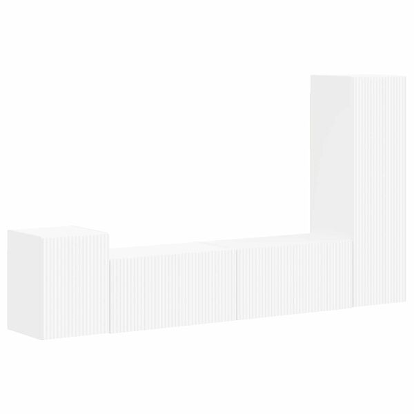 vidaXL TV-tasosetti Sein&auml;kiinnitett&auml;v&auml; 4 pcs Valkoinen Tekninen puu