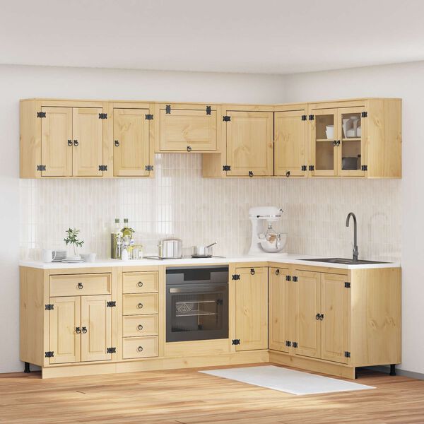 vidaXL Kaappi hyllyll&auml; SKI 10 pcs Hunaja Ruskea Massiivinen m&auml;nty