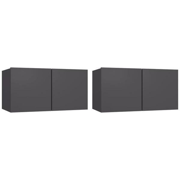 vidaXL Seinäkiinnitettävät TV-tasot 2 kpl harmaa 60x30x30cm