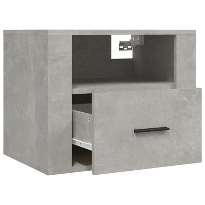 vidaXL Seinäkiinnitettävä yöpöytä betoninharmaa 50x36x40 cm