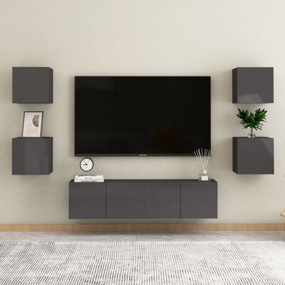 vidaXL Seinäkiinnitettävät TV-tasot 2kpl kork.kiilto harm 30,5x30x30cm