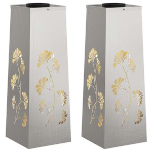 vidaXL Aurinko LED-polkuvalo 2 kpl L&auml;mpim&auml;n Valkoinen 18 x 18 x 50 cm
